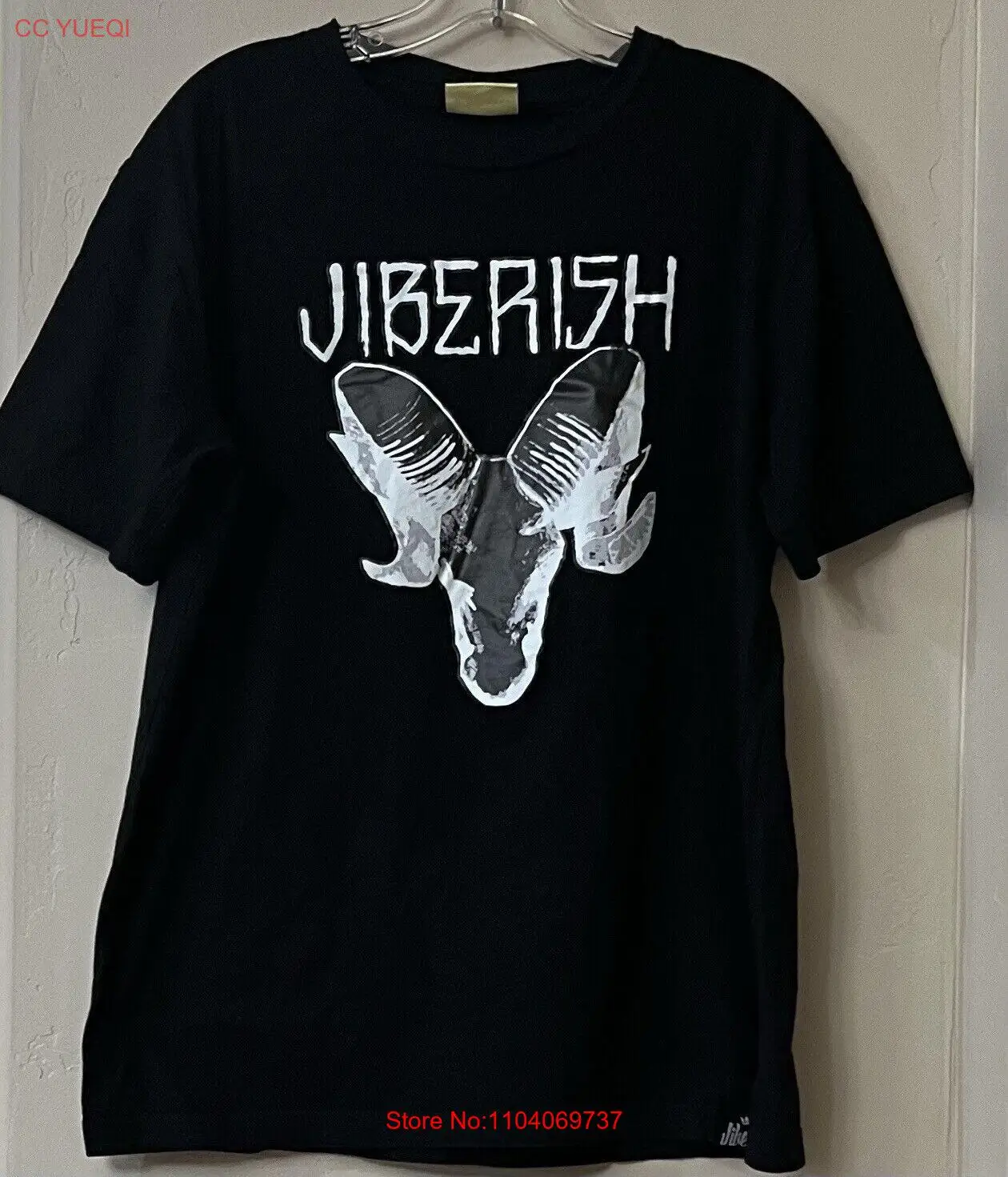 Jiberish~ Men’s Black JI￼BERISH Ram Graphic T-shirt Size Large