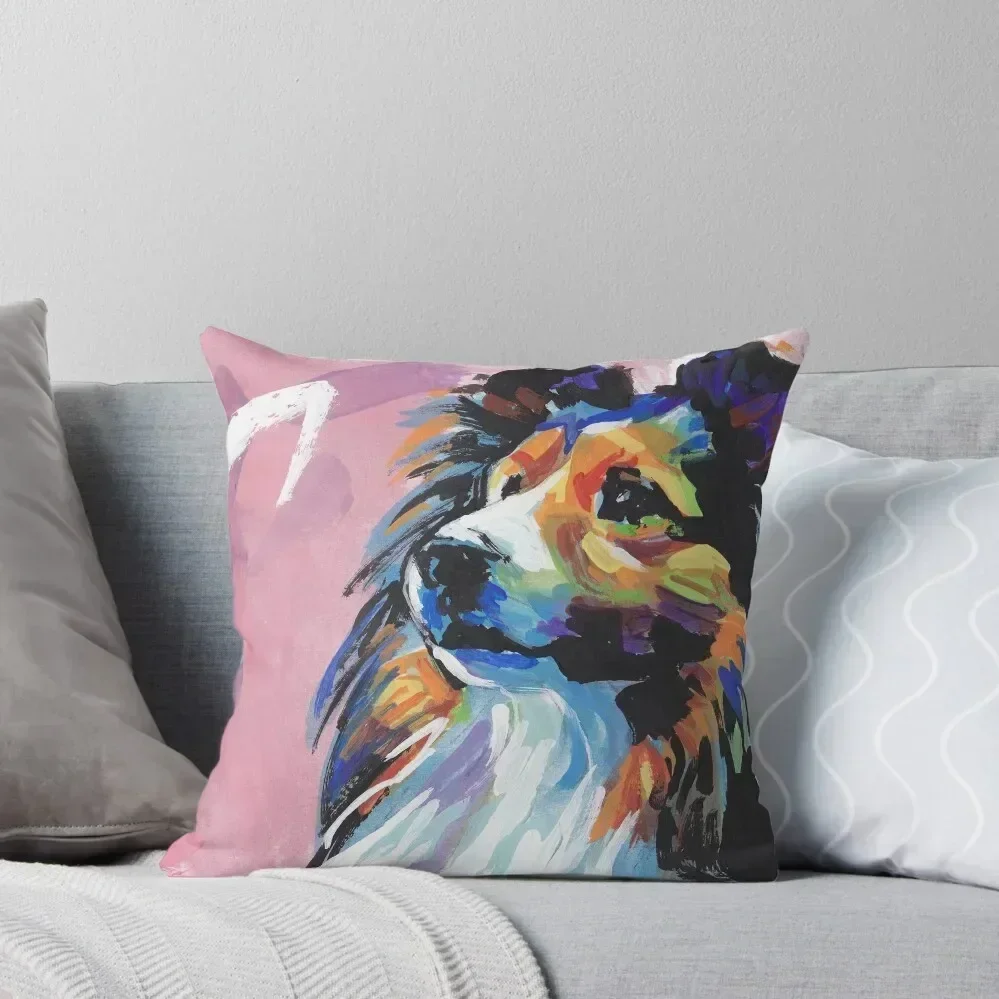 

Sheltie Shetland Sheepdog Bright colorful pop dog art Throw Pillow luxury decor New year pillow