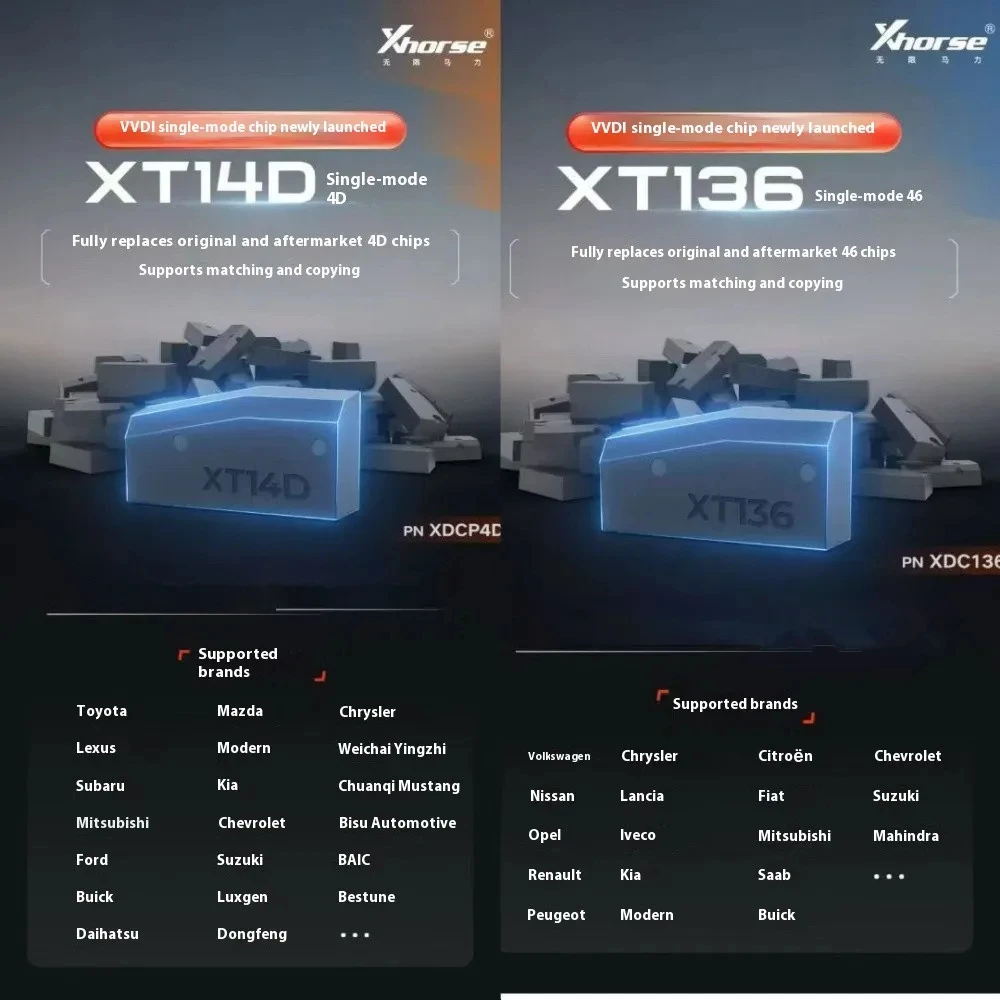 

5/10pcs Xhorse VVDI Single-mode Chip XT136 XT14D Fully Replaces Original and Aftermarket 4D/46 Chips for VVDI2 VVDI Key Tool