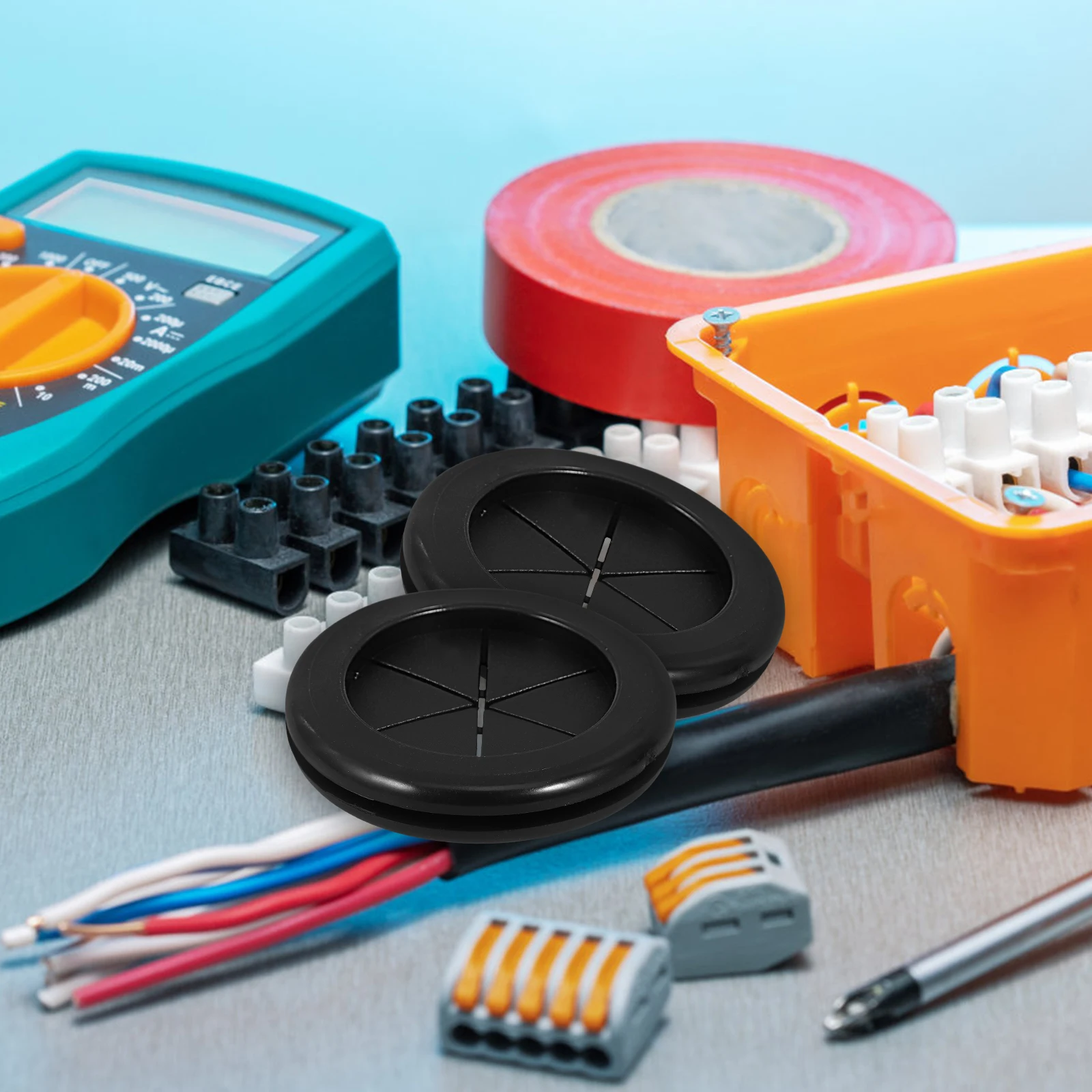 

4pcs Dual Sided Cable Black Rubber Waterproof Hole Grommet Desk Cord Cover Power Cord Grommet Flexible Desk Grommets Hardware