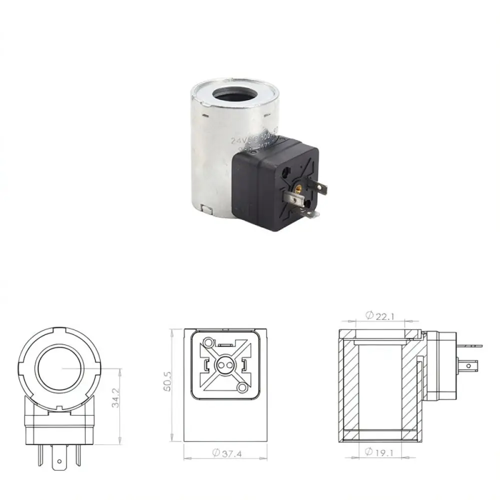 Universal Engineering Equipment Solenoid Coil For Hydraulic Valve 19mm Inner Hole 51mm Height Construction Machinery Part