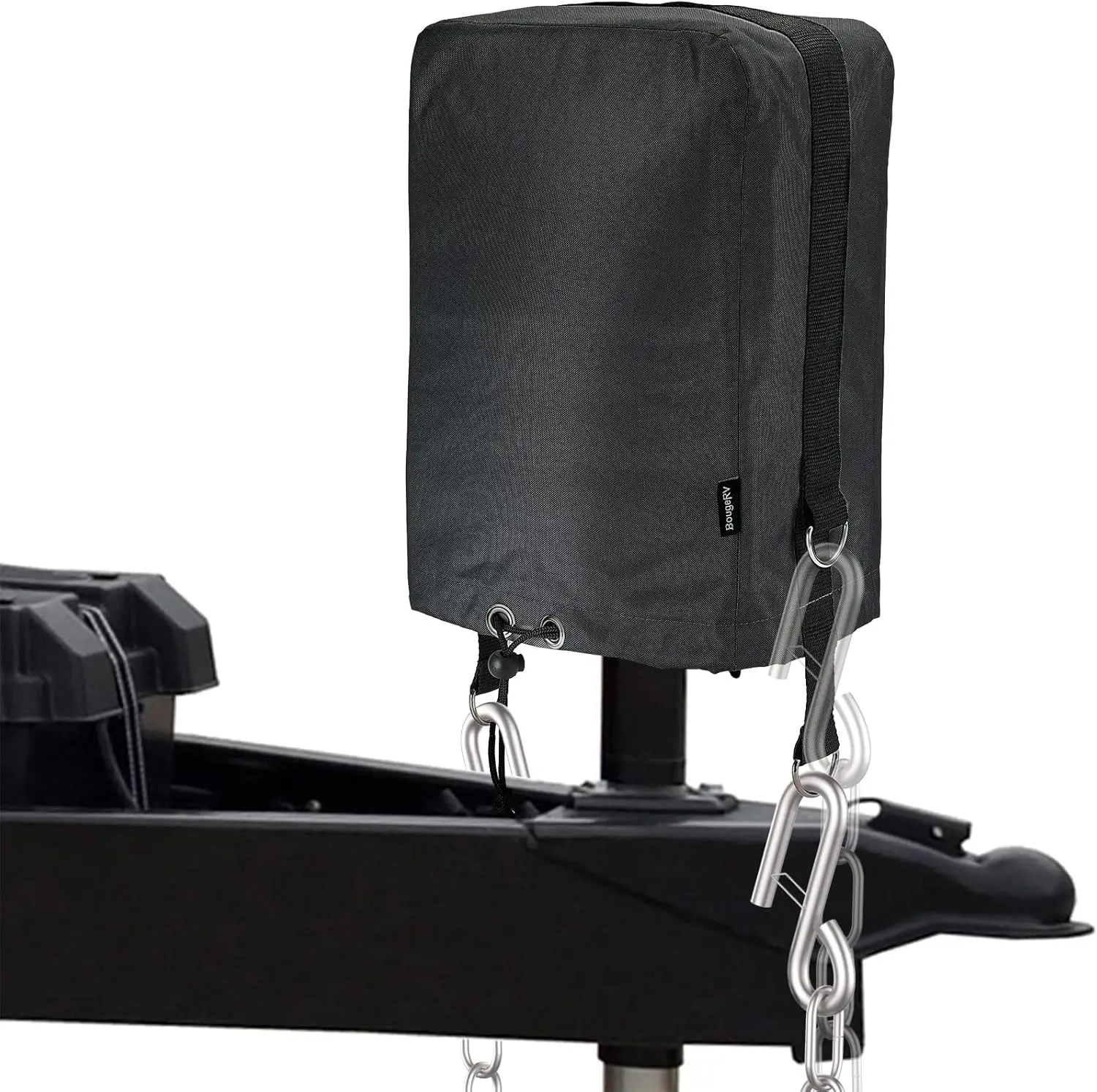 RV Electric Tongue Jack Cover with Rings,600D Universal Trailer Jack Protective Black Cover for Outside RV Parts RV Accessories
