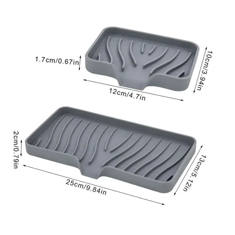 Bathroom Silicone Soap Holder Soap Drain Dish Bathroom Tilt Drain Soap Box Portable Sponge Tray Kitchen Storage Rack Accessories