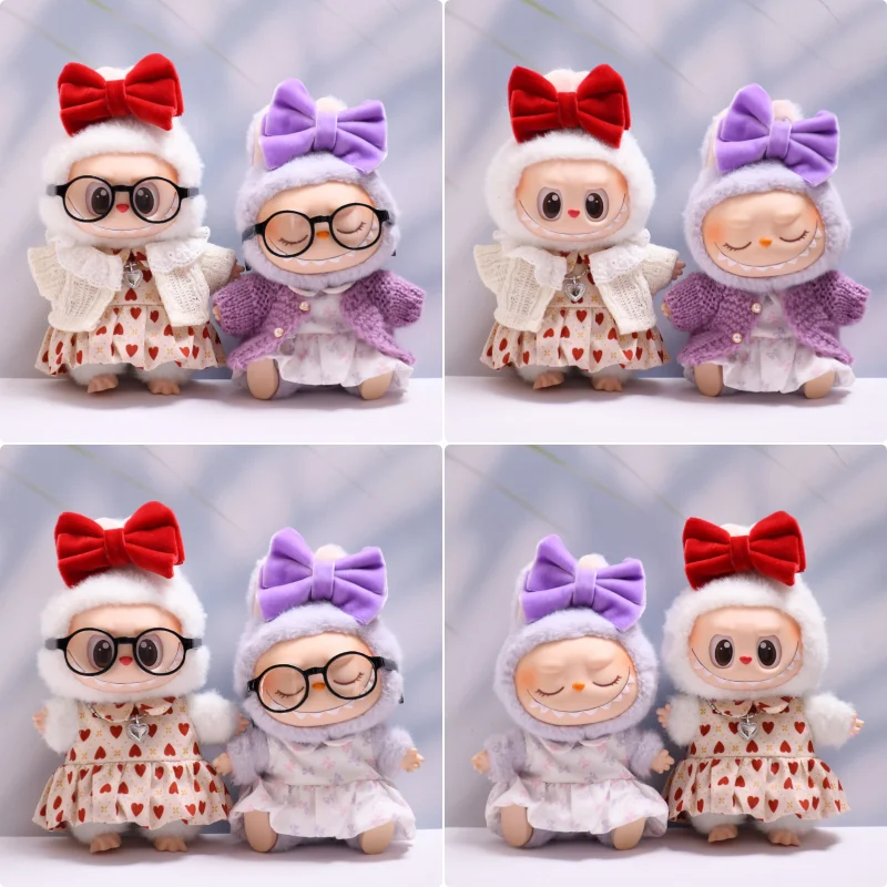 Одежда для Labubu, юбка Love с бабочкой, подходит для V1 V2, индивидуальный модный комплект Labubu, милая одежда, аксессуары, подарки