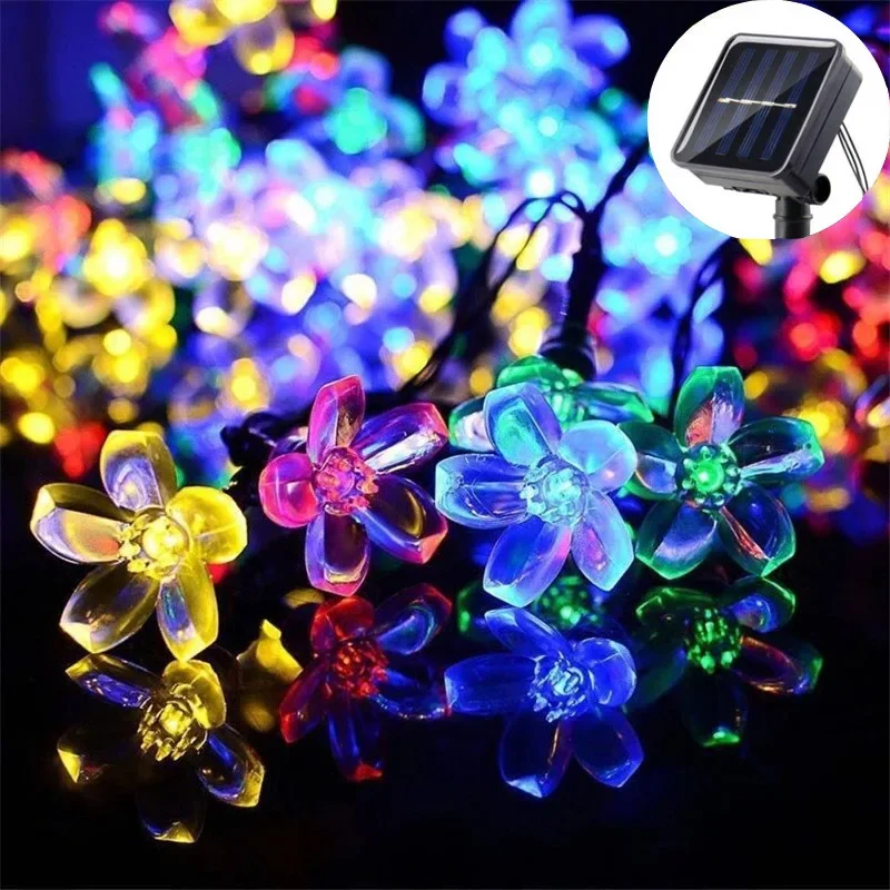 Solar Outdoor String Kirschblume Lichter LED Garten dekorative Lichter Hochzeit Weihnachten Ostern Muttertag Abschluss Ramadan