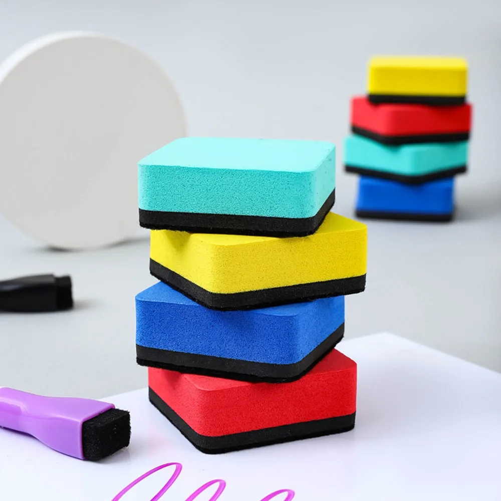 2 pçs durável magnético quadro branco borracha eva feltro quadrado limpeza de quadro duplo-cor quadro negro limpar sala de aula