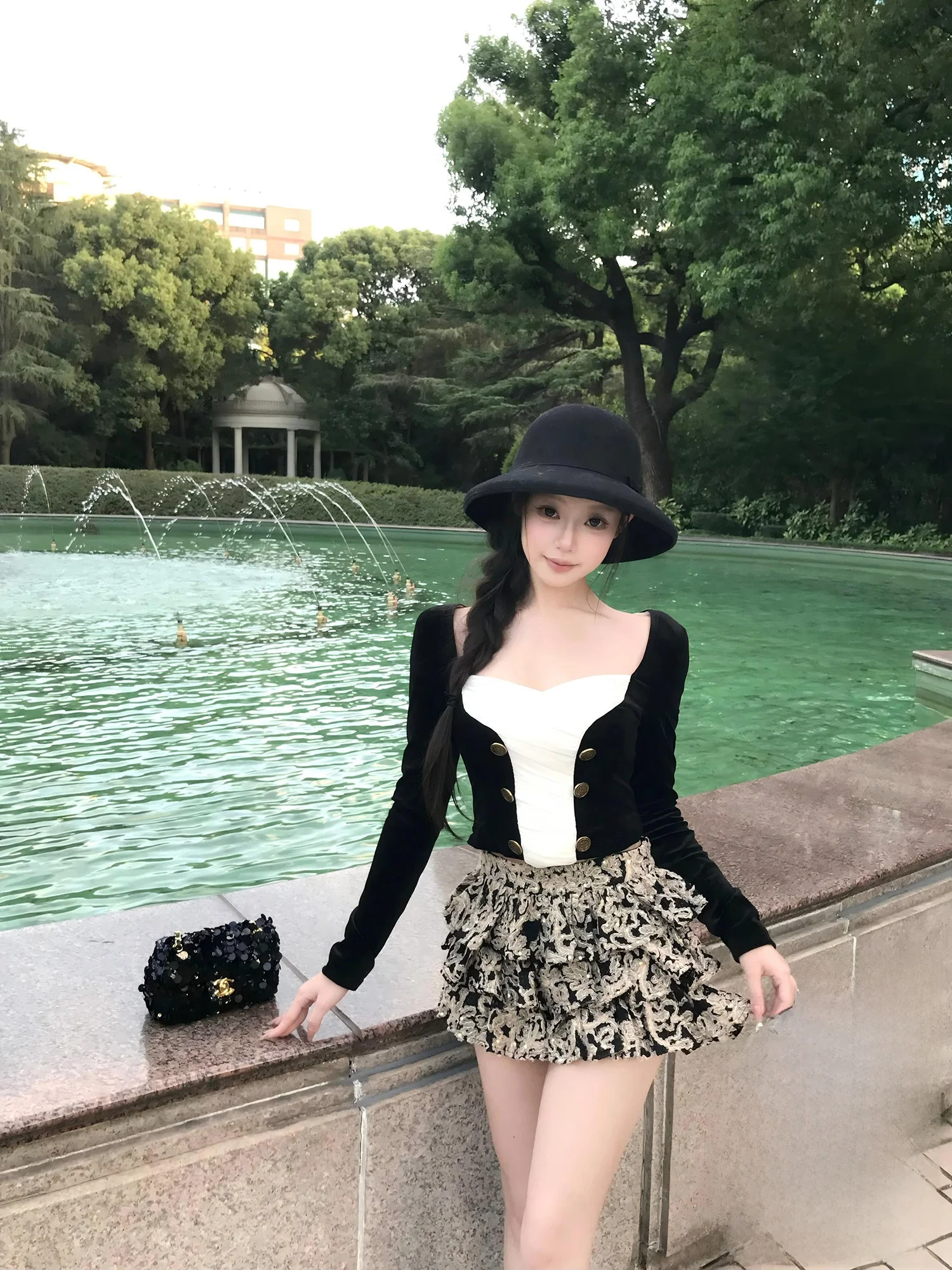 

Романтическая юбка-брюки с вышивкой и объемным цветочным кружевом Kubiliv Gold Age Retro Sle Stand Fit