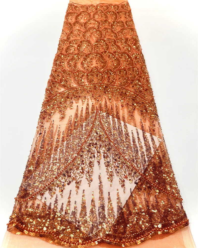 

Нигерийская вышивка бисером, африканская кружевная ткань, высокое качество, французская сетка, тюль с блестками, 2026 для роскошных женщин на свадьбу