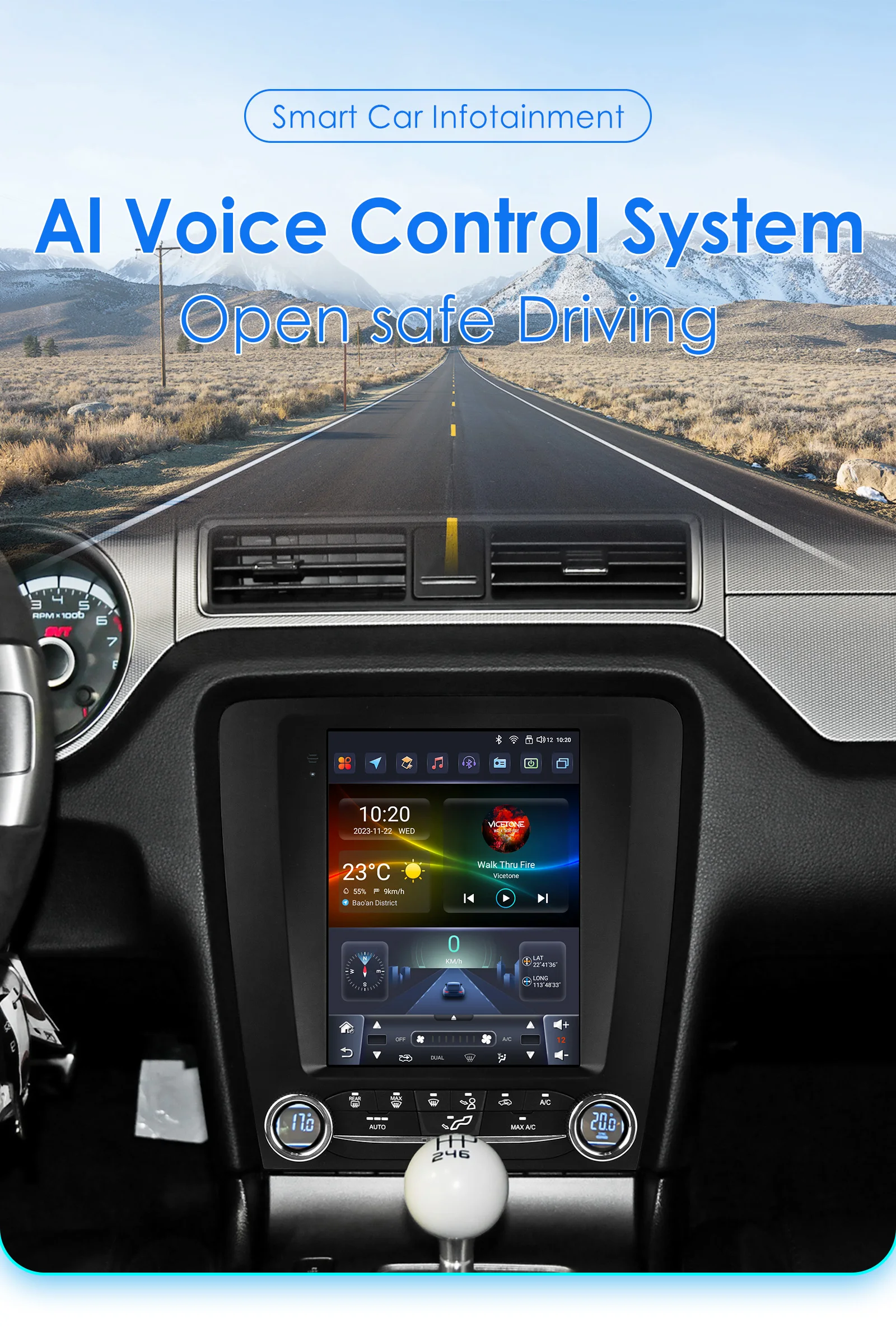 Hizpo For Tesla Style Android 14 For FORD Mustang 2010 - 2014 Radio Stereo Screen Multimedia CarPlayer GPS Navigation 9.7 Inch