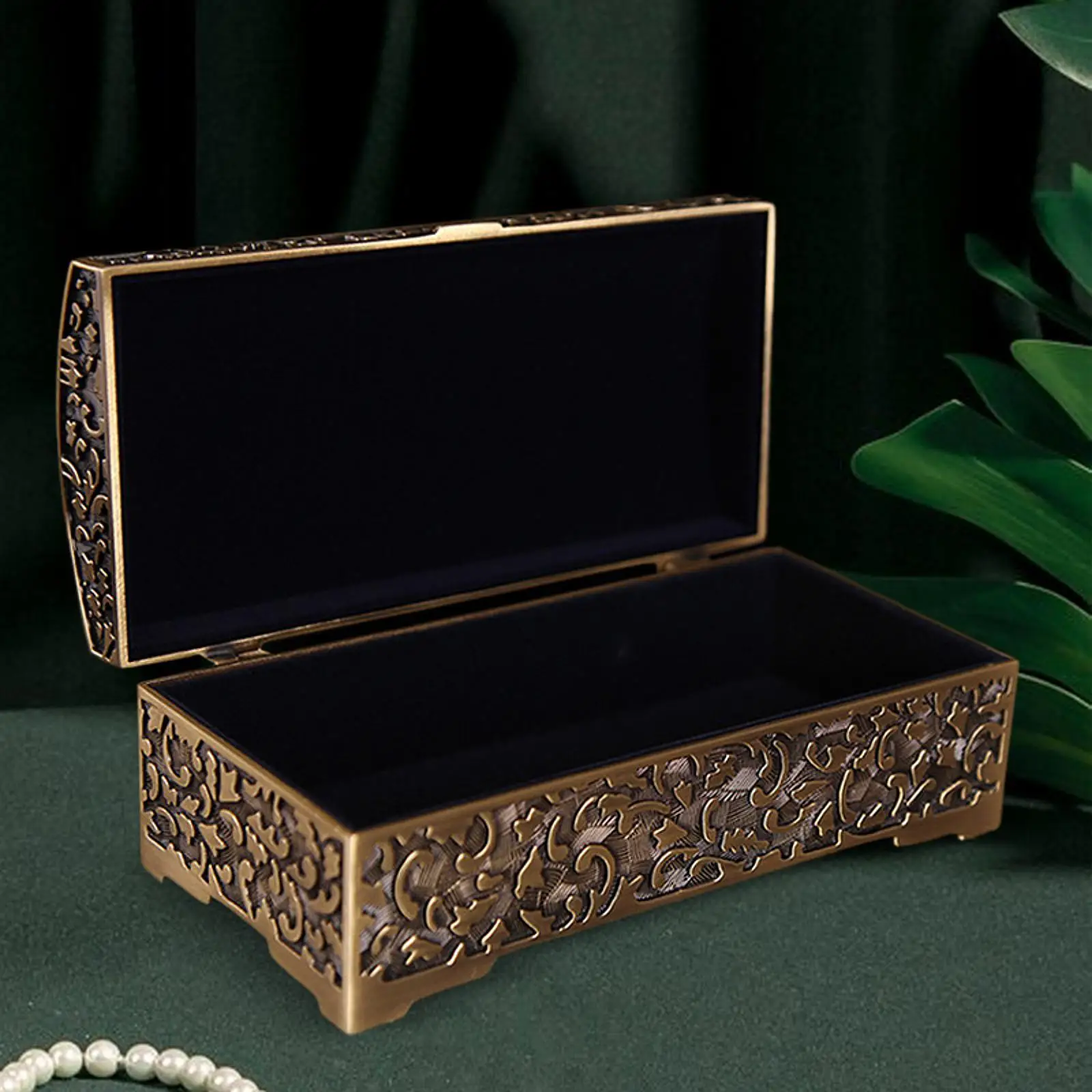 Vintage Style Metal Jewelry Box Zinc Alloy Lint Lining Home Decor Fine Patterns Jewellery Caddy for Home Wedding Birthday Gift