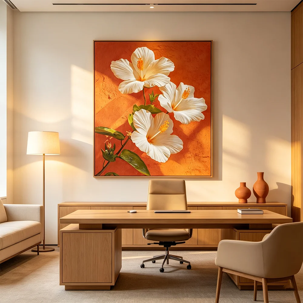 Hibiscus Floral Wall Art Picture Flowers Canvas Painting Colorful Wildflowers Poster Print for Living Room Office Home Decor