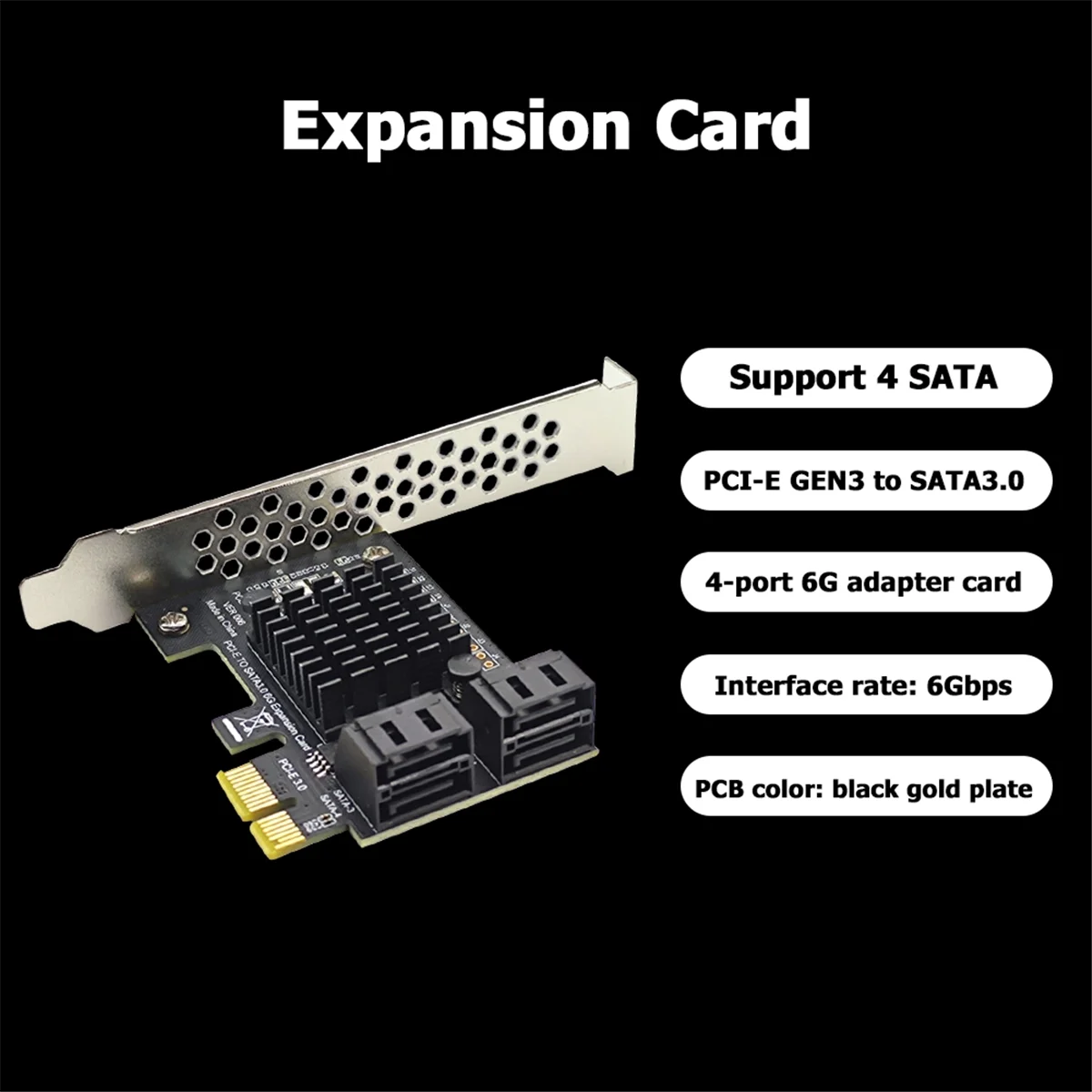 

ABNJ Asm1064 Chip Hard Disk Drive SSD Adapter Card 4 Port SATA III PCIe Expansion Card 6Gbps SATA to PCI-E 1X Controller