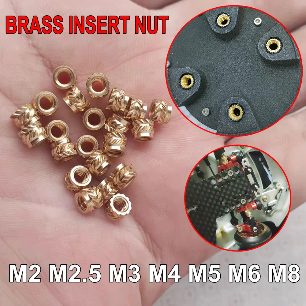 M2 M2.5 M3 M4 M5 M6 M8 Heat Set Threaded Insert Brass Nut Hot Melt Knurled Inserts Double Twill Embedment Copper Nuts 50-300pcs