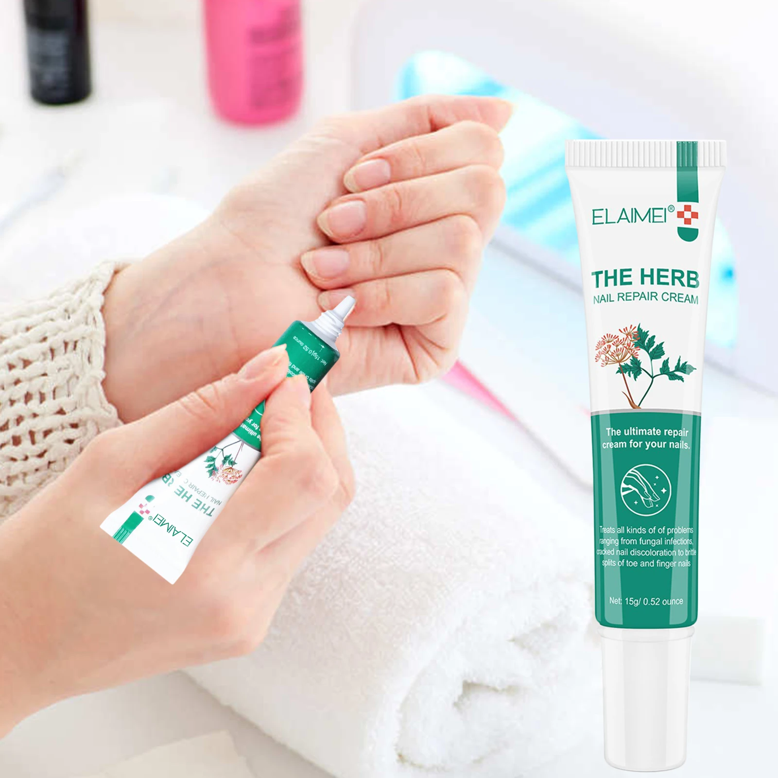 مسمار إصلاح كريم مغذي إصلاح قوي أظافر كريم تعزيز الأظافر مريحة لاستخدام طلاء الأظافر الطبيعي للأظافر الاصبع