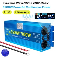 Pure Sine Wave Inversor 7000W 5000W DC12V AC220V EU Socket &2USB Output Smart LCD Display LiFePO4 Battery Power Converter