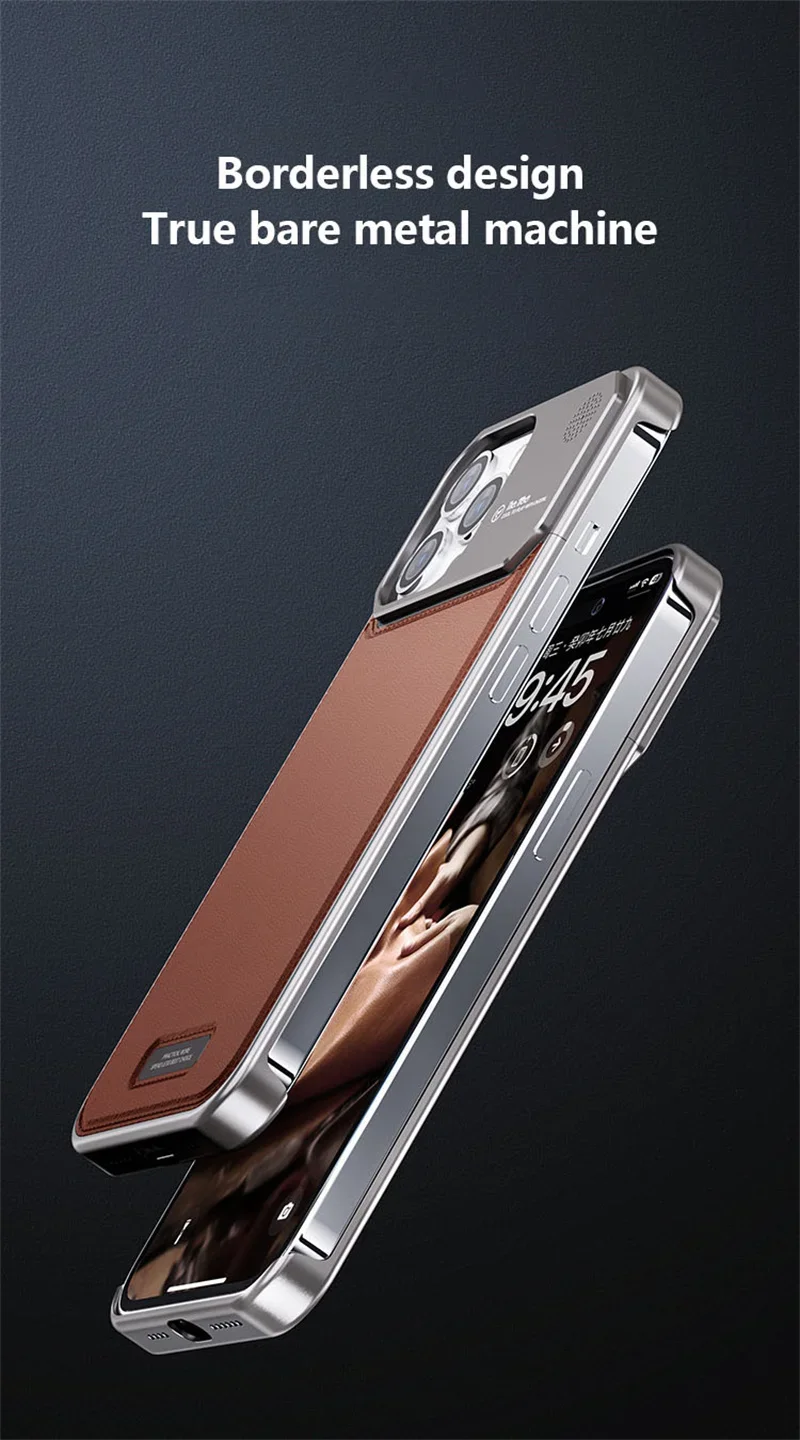 Luxury Leather Metal Integrated Phone Case For IPhone 15 14 13 Pro Max Push-Pull Installation With Aromatherapy Back Cover