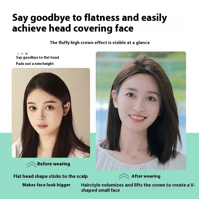   여성용 인모 헤어피스 볼륨업 탑 헤어 익스텐션 패드 싱글피스 인비저블 헤어 레이디 리얼 헤어 합성모