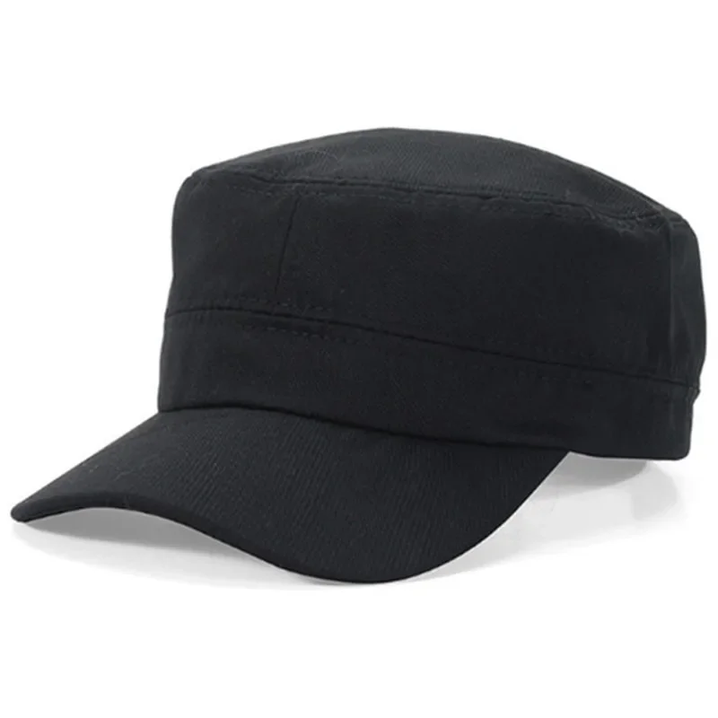 Unisex Vintage Einfarbige Flache Militärmütze in Fünf Farben Erhältlich, Atmungsaktive Sommer-Outdoor-Militärmütze, Flache Schlichte Mütze – Detail 38