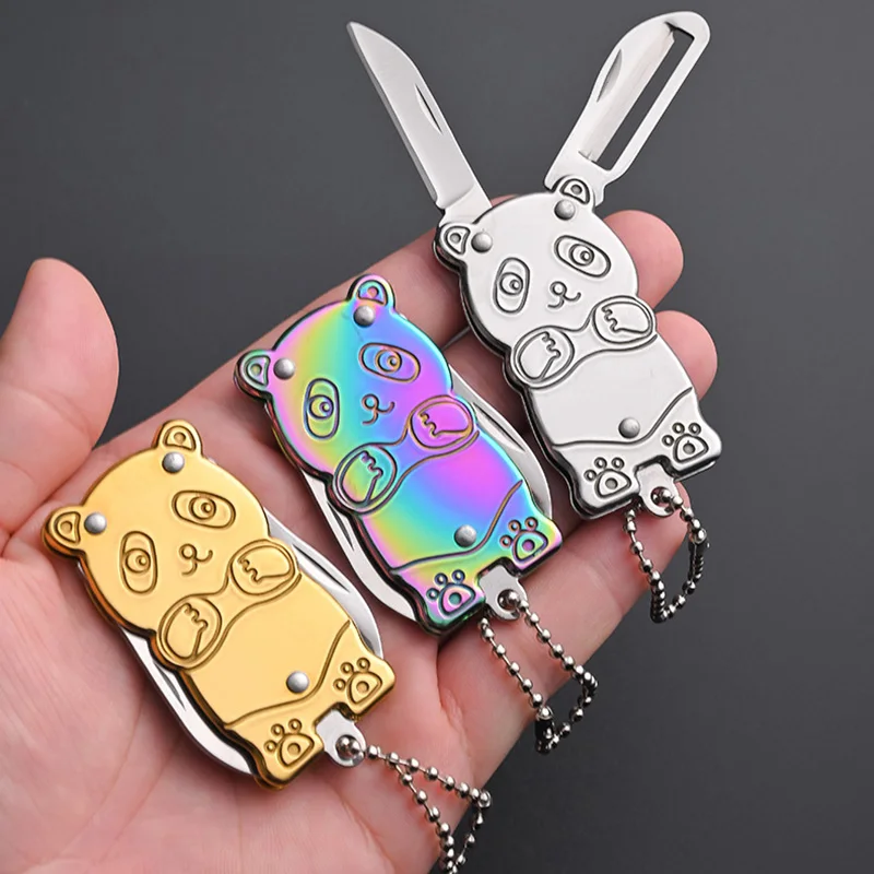 Mini Portable Stainless Steel Folding Fruit Knife Multi-Functional Peeler Cute Two-In-One Vegetable Cutter Household Essential