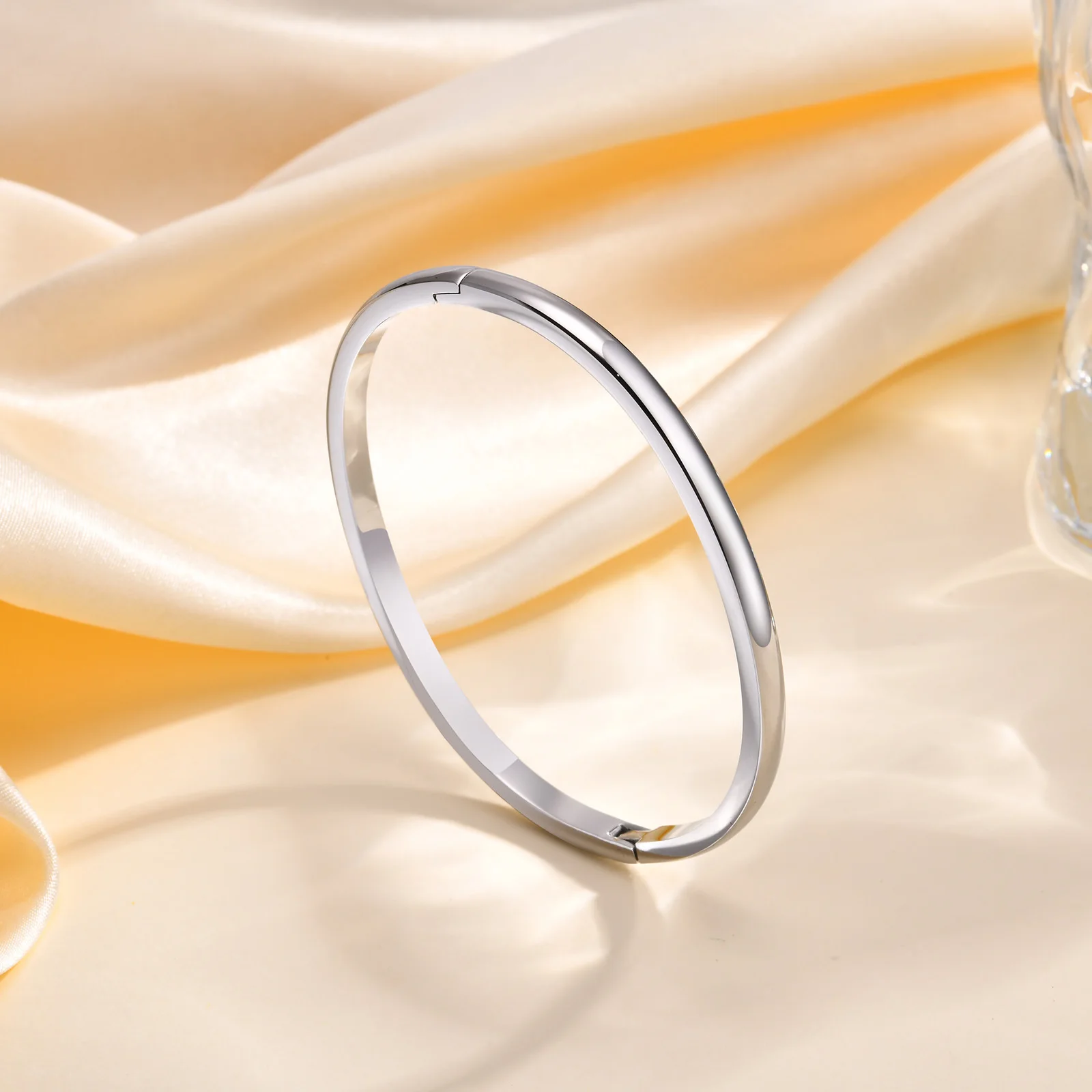4/5.7/7.7mm gładkie bransoletki ze stali nierdzewnej bransoletki dla kobiet 18K pozłacane klasyczna otwierana bransoletka biżuteria akcesoria — zdjęcie 6
