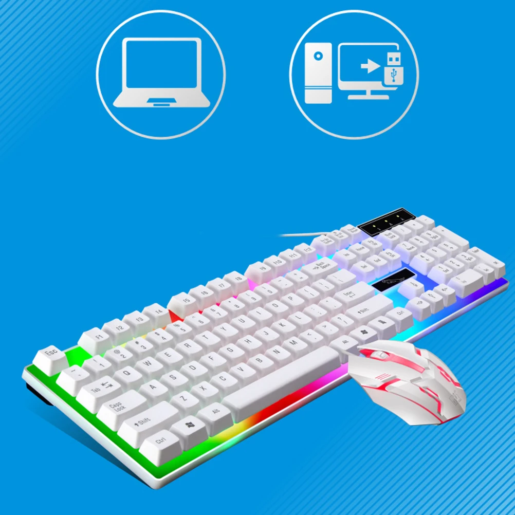 

Wired Keyboard and Mouse Set Computer Keyboards Mice Accessories Shine Gaming Usb