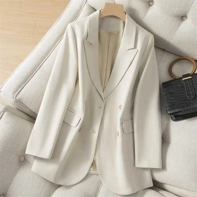 3166 Spring Fall Fashion Women's Solid Color Simple Casual Slim Fit Elegant Suits Coat Office Lady Business Style Classic Jacket