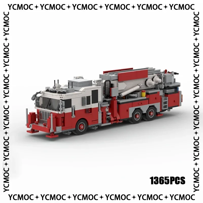 Car Series YcMoc Building Blocks New York Fire Brigade Tower Ladder Model Technology Bricks Brand-name Vehicle DIY Toy For Child