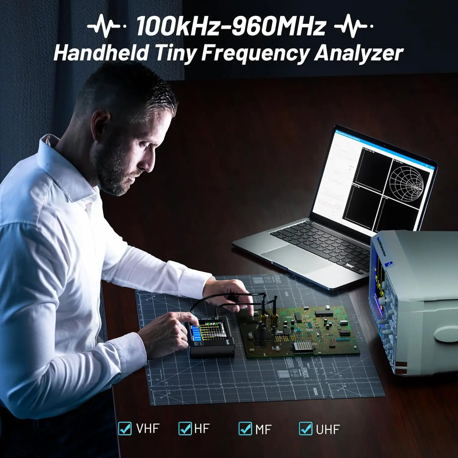 SeeSii TinySA محلل الطيف ترقية V0.3.1 محلل التردد الصغير المحمول 100 كيلو هرتز إلى 960 ميجا هرتز MF/HF/VHF UHF محلل الشبكة