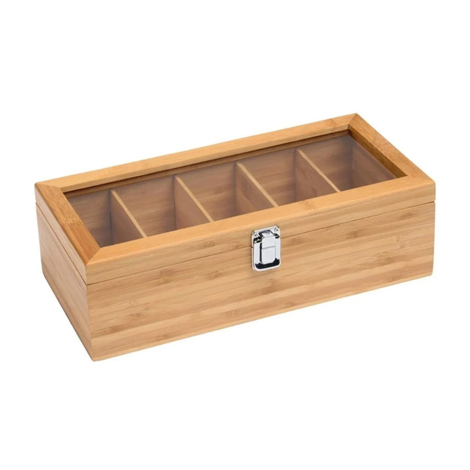 Multifunctional Bamboo System Tea Bag Jewelry Organizer Storage Box 5 Compartments Tea Box Organizer Sugar Container