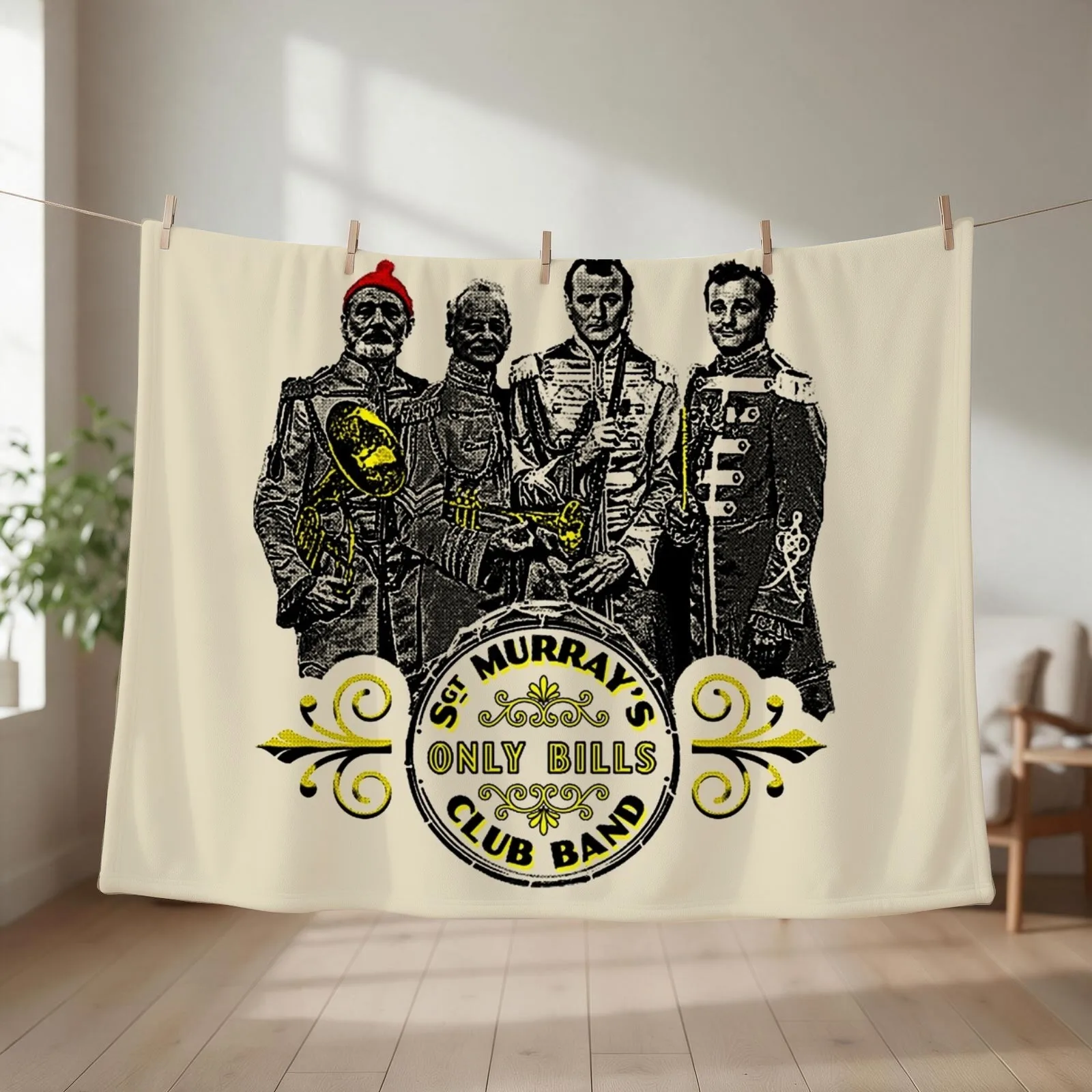 Sgt. Murray's Only Bills Club Band (Bill Murray) T-Shirt Throw Blanket couch cozy soft plush fuzzy picnic outdoor blanket