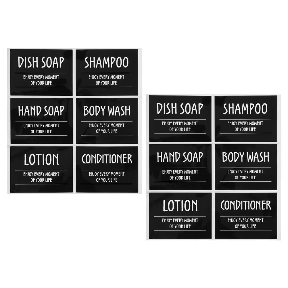 

2 Sets Waterproof Pvc Bathroom Bottle Labels Shampoo Soap Body Wash Oilproof Stickers Laundry Room Organizer Self-Adhesive Stick