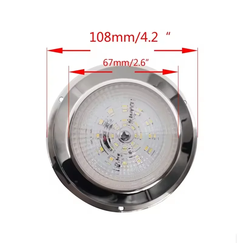 3-дюймовый светодиодный круглый потолочный светильник для кабины из нержавеющей стали, кнопка для яхты, морские аксессуары