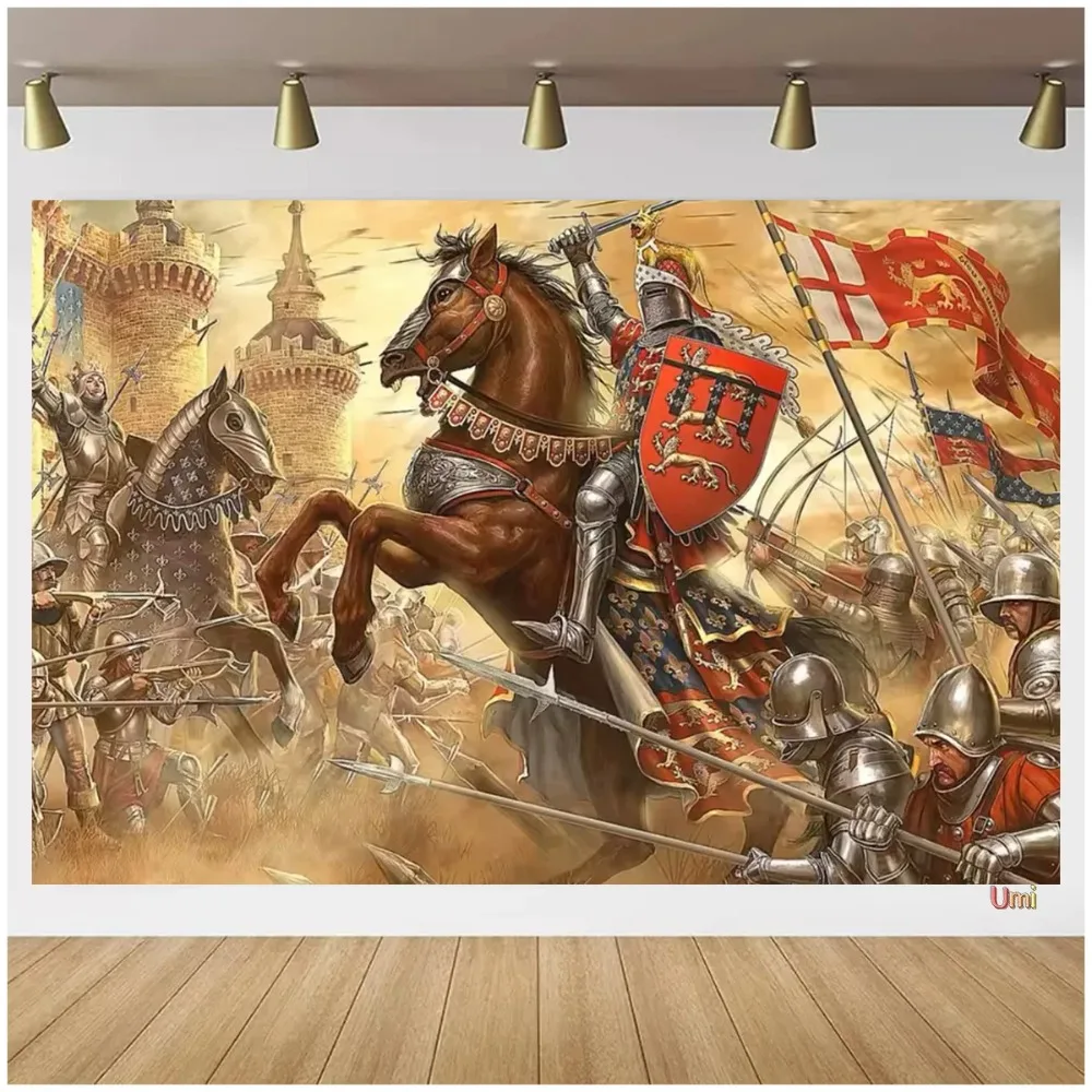 

Middle Ages Castle Knight themed Party Banner Shooting Background, Century Castle Wall Banner Decoration Photography Background