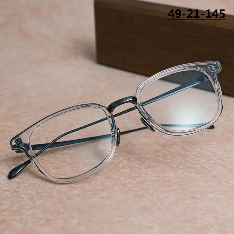 Japanese High-end Square Glasses Frame GMS823 Men Retro Acetate Pure Titanium Eyeglasses Women Brand Designer Spectacles Eyewear