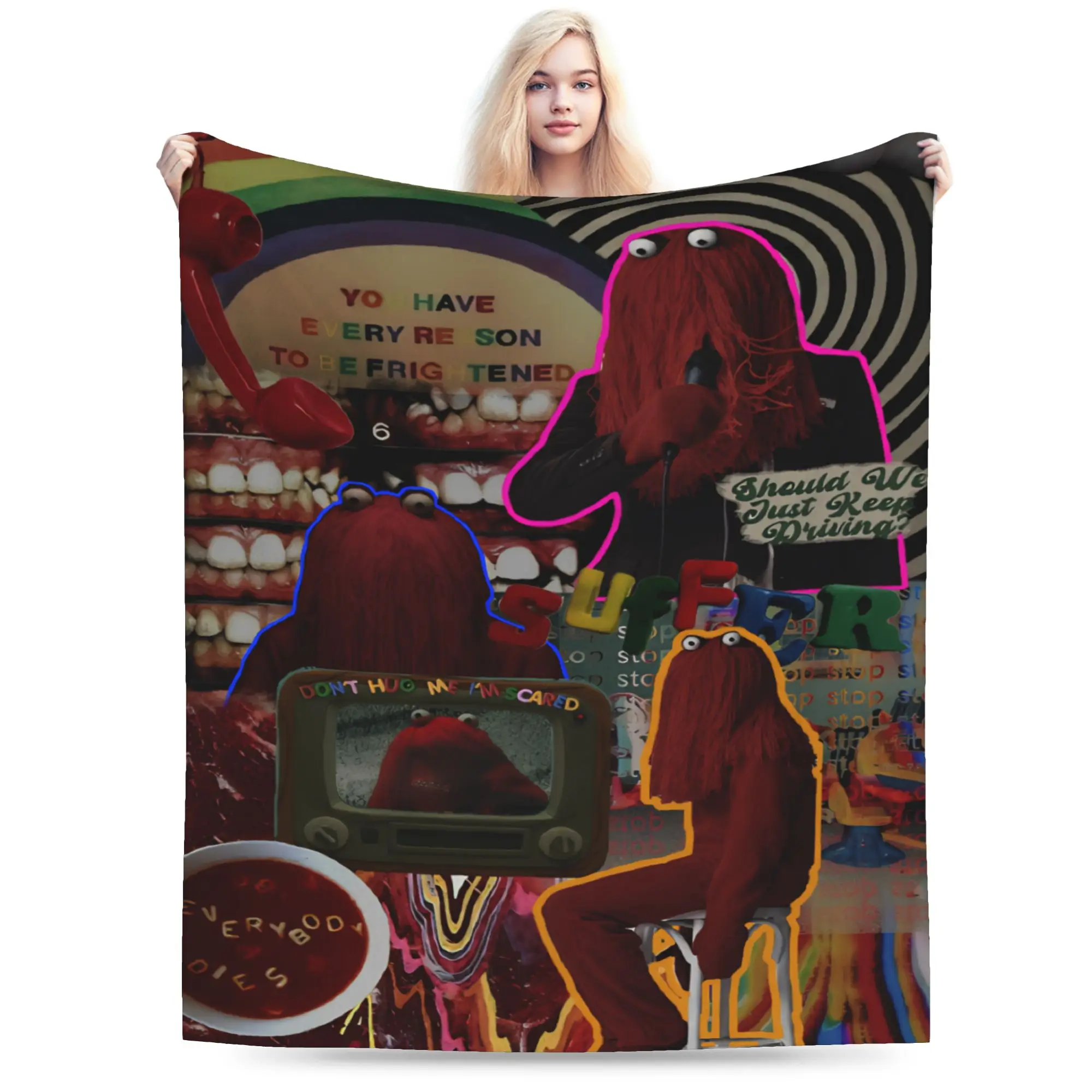 Don't Hug Me I'm Scared Accessories Blanket Ultra-Soft Flannel  Throw Blanket Cozy Bedspreads