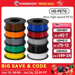 KINGROON Newest HS-PETG 3D Printer Filament 1.75mm High Speed 3D Printinng Material Hyper PETG 5KG 10KG Mix Color