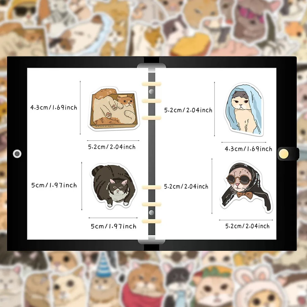 50/100PCS Creative Cat Fun, Funny, Cute Cartoon Stickers Decorative Phone Cases, Notebook Bottles, Personalized Stickers