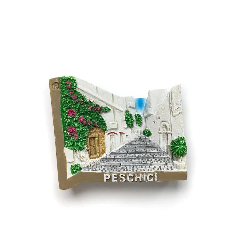 Puglia Peschici Scenic Alley 3D Resin Magnet for Fridge - Strong Magnetic Decorative Kitchen Accessory Nevera Imanes