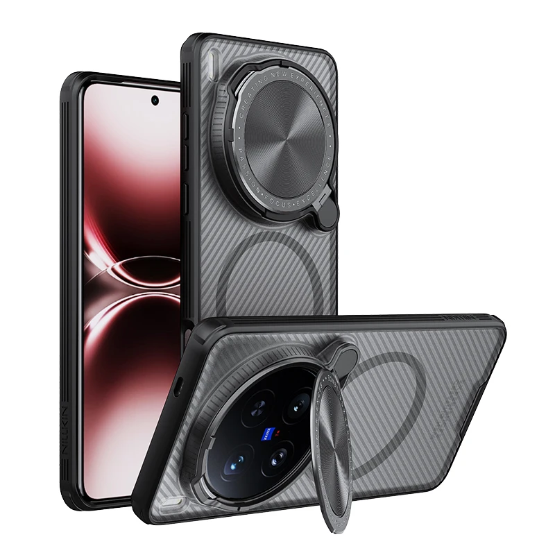 

Магнитный чехол NILLKIN для Vivo X200, ультра модный металлический откидной чехол, защита камеры, конфиденциальная подставка, защита от падения, отпечаток пальца