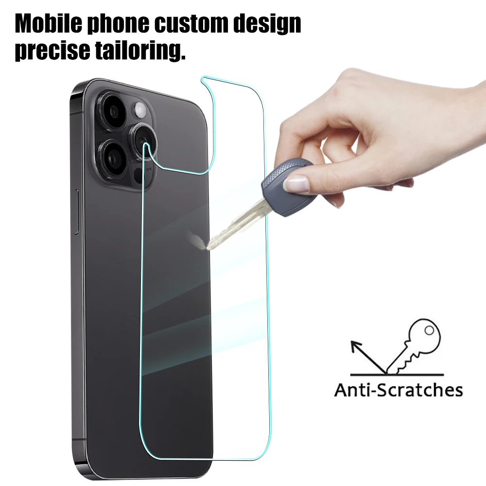 2 IN1 Zurück Gehärtetes Glas Für iPhone 16 15 14 13 12 Pro Max 16 Plus 15Plus 13 Mini Zurück Screen Protector mit Kamera Objektiv Film – Detail 9
