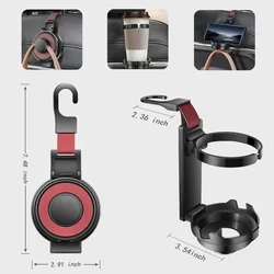 3-In-1 Cup Holder Cell Phone Holder Bag Hook for Car Seat Multifunctional Seat Back Organizer Storage Car Headrest Clip Hook
