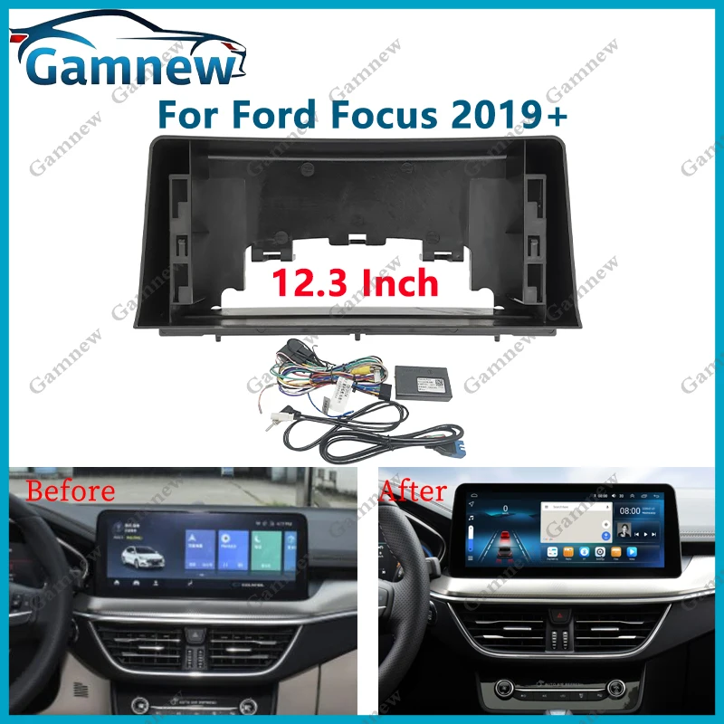 

12.3 Inch Car Frame Fascia Adapter Canbus Box Decoder Android Radio Audio Dash Fitting Panel Kit For Ford Focus 2019+