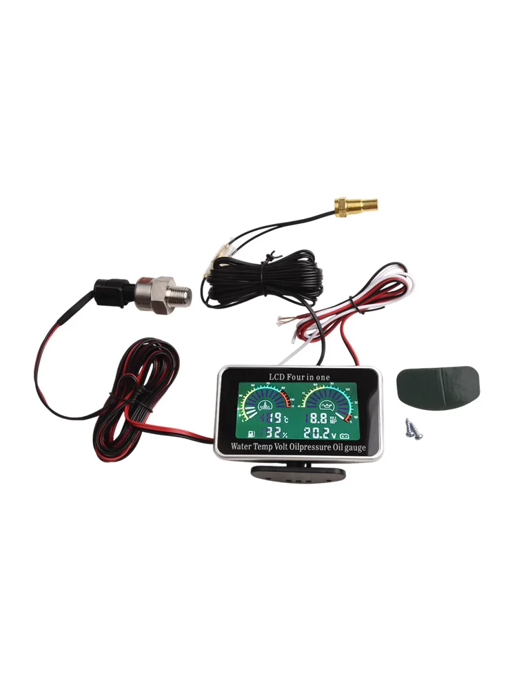 

4 In 1 Car LCD Meter Digital Oil Pressure Voltage Water Temp Fuel Gauge For Auto Vehicle Dashboard Instrument Cluster Tool