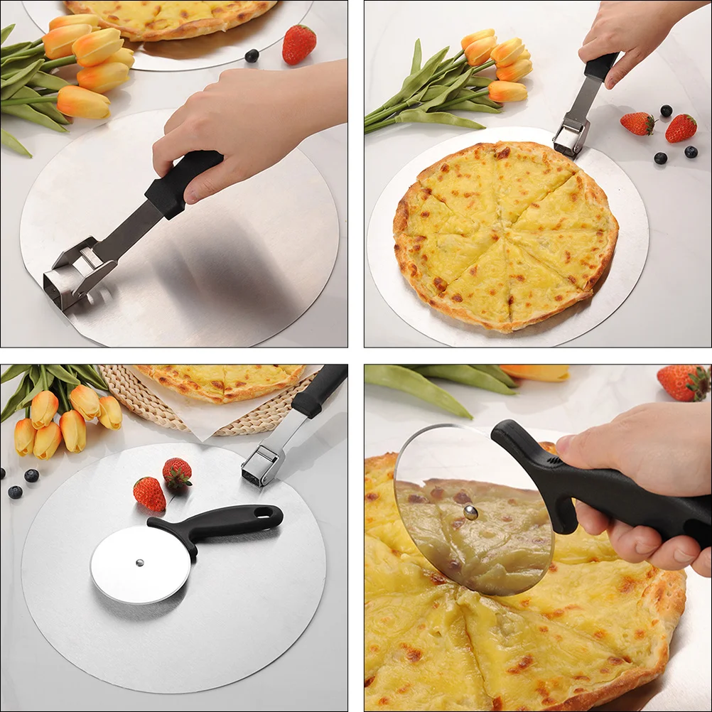 

1 Set Stainless Steel Foldable Pizza Peel With Cutter Wheel For Baking Large Pizzas Bread Cakes Pies Tarts Cookies Pancakes