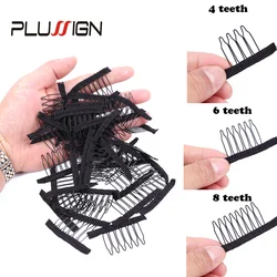 Plussign Top Quality 10pcs Stainless Steel Wig Comb For Making Wigs Lace Wig Cap Tools Hair Foudation 6 Teeth Wig Comb Clip