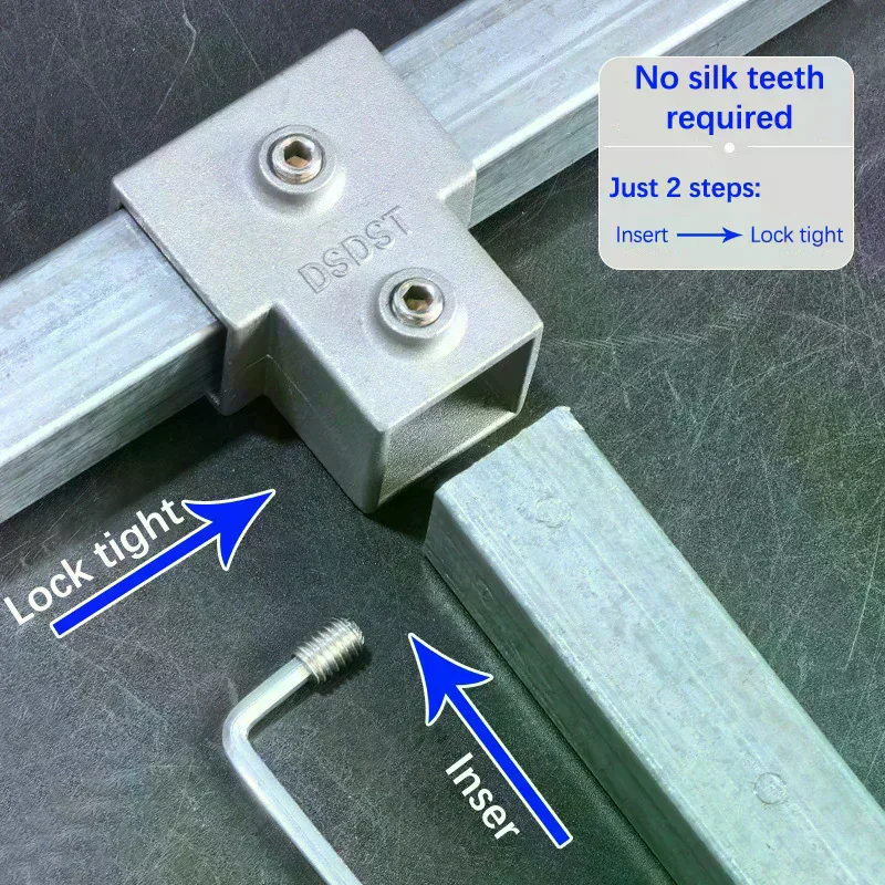 /PFU/1pcs Square Tube Connection Piece Aluminum Alloy Elbow 3-way Square Pipe Fixed Joint Storage Rack Rack