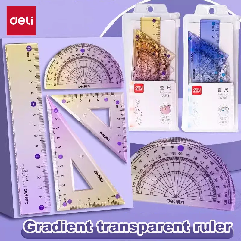 4 in 1 Cute Kawaii Gradient Ruler Set Multifunction Diy Drawing Rulers for Kids Students School Stationery 4pcs/set