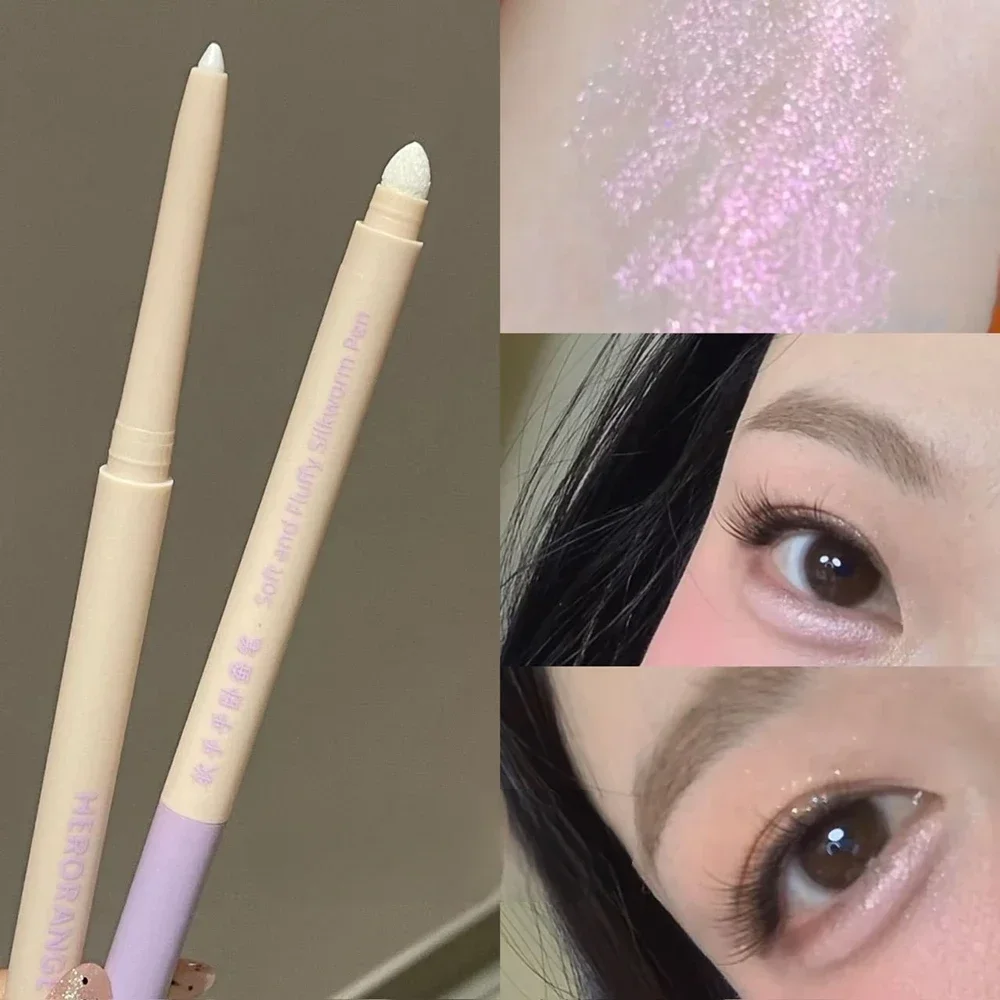 Matita per ombretto baco da seta sdraiato marrone arancione opaco Champagne Glitter Penna per eyeliner inferiore Crema schiarente Evidenziatore Trucco per occhi