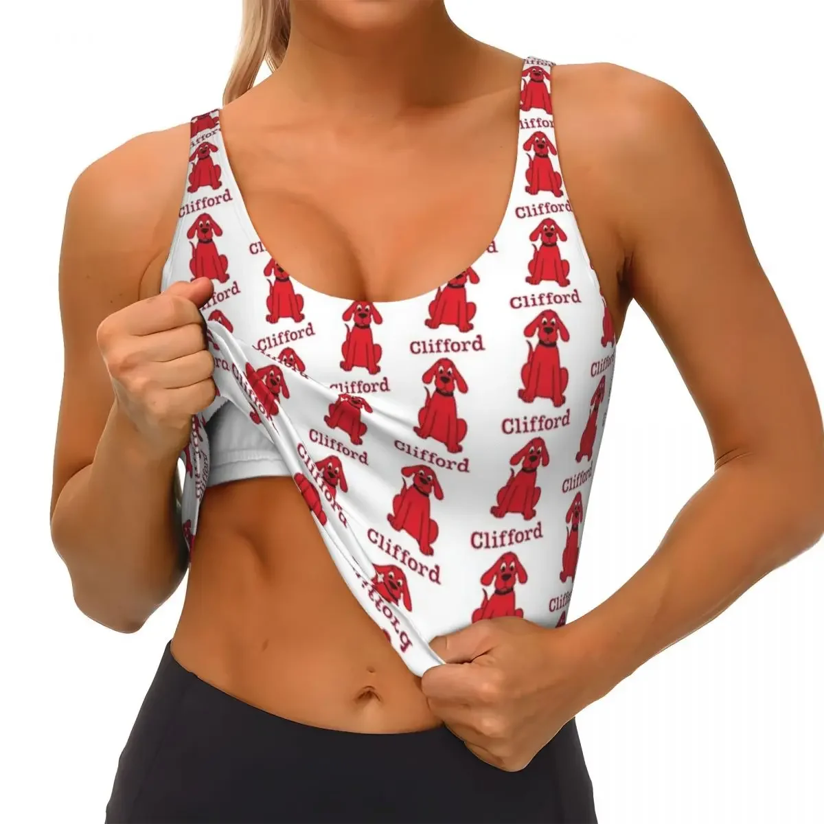 Custom Clifford The Big Red Dog Women Sports Vest Bra Gym Workout High Impact Yoga Crop Tank Top view 3