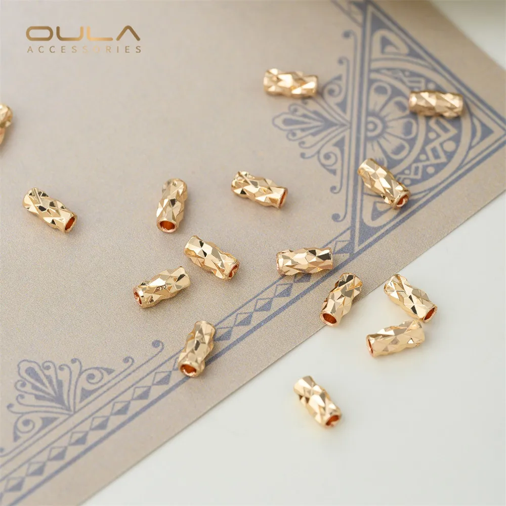 10 個 14K ゴールドメッキねじ込みストレートチューブビーズ、小さなウエストバケットビーズ、DIY 手作りハンドネックレスアクセサリー材料